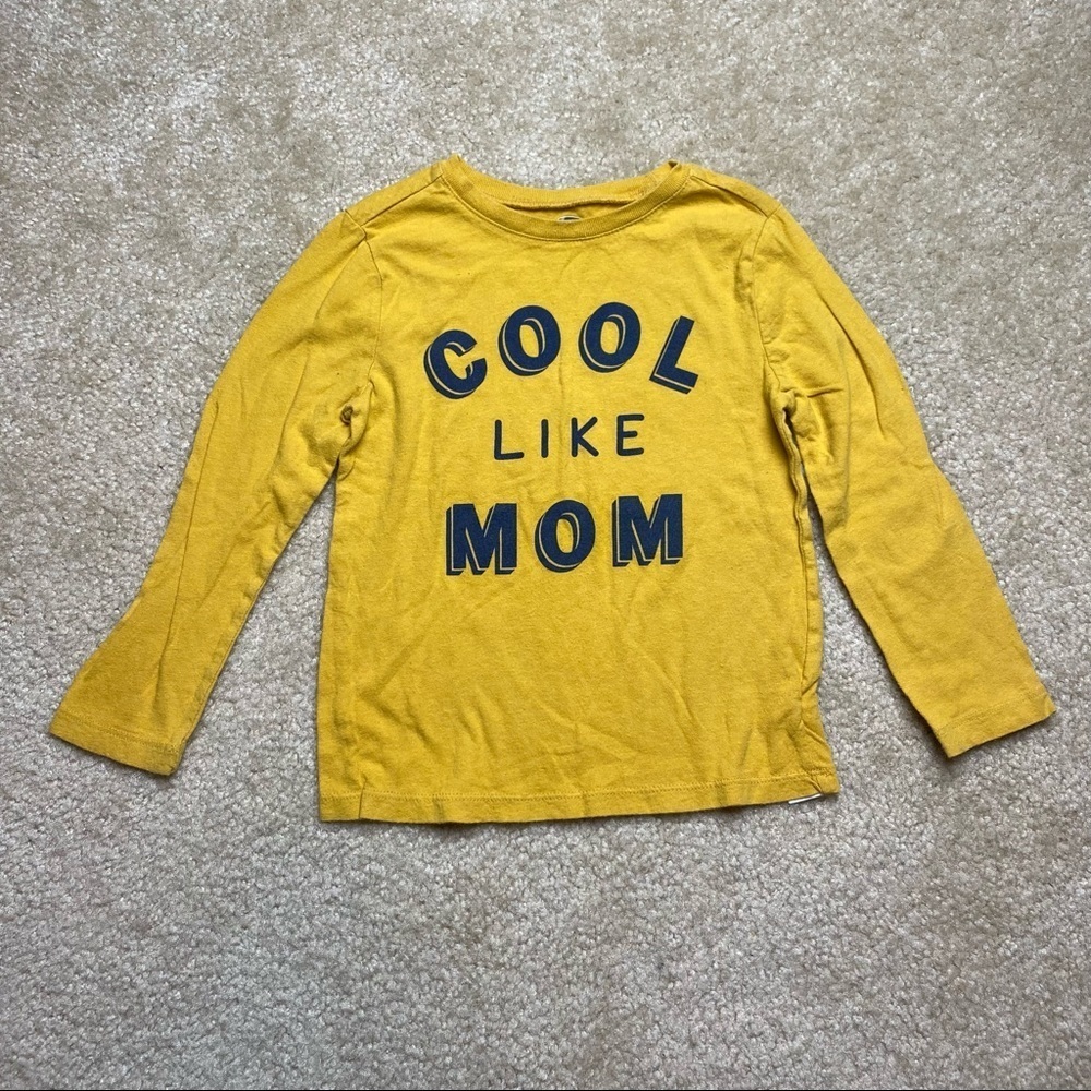 Old Navy Mustard Yellow & Blue Boys "Cool Like Mom" Long Sleeve Tee Size 5T